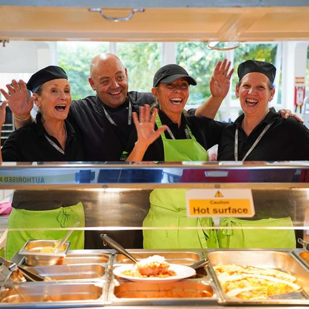 School catering team at serving counter